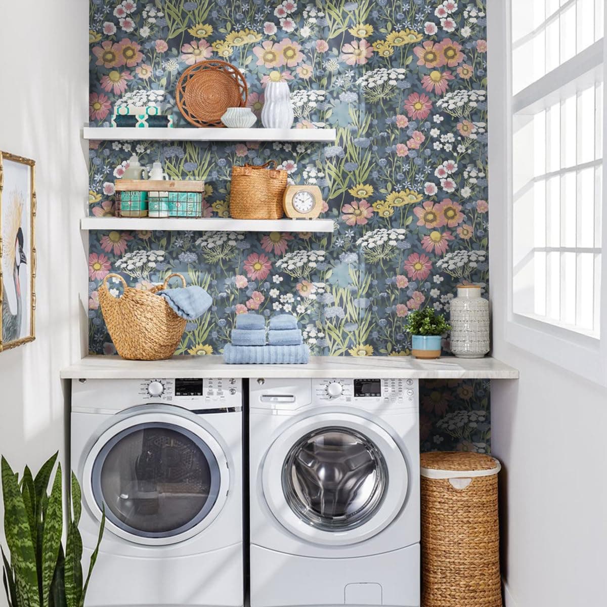 Orainege Vintage Floral Wallpaper Peel and Stick Floral Contact Paper 17.7in x118.1in Boho Flower Self-Adhesive Removable Wallpaper for Bedroom Decorative Wall Paper thumbnail 2