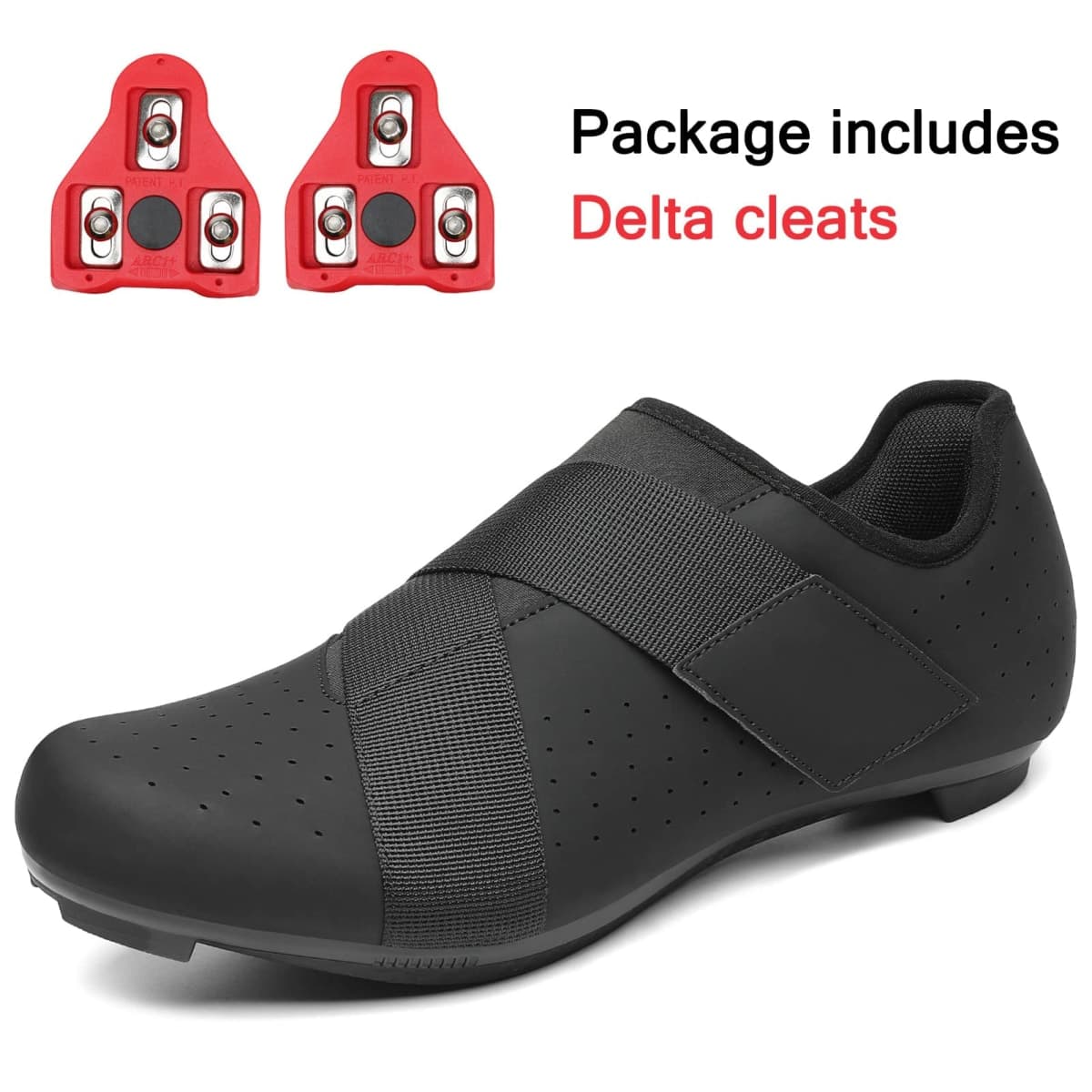 VikoViren Unisex Cycling Shoes Compatible with Peloton Bike with Single Hook & Loop Strap and Delta Cleats Included Perfect for Indoor Road Riding Bike Shoes for Men Women, Black, 12 Women/10 Men thumbnail 3