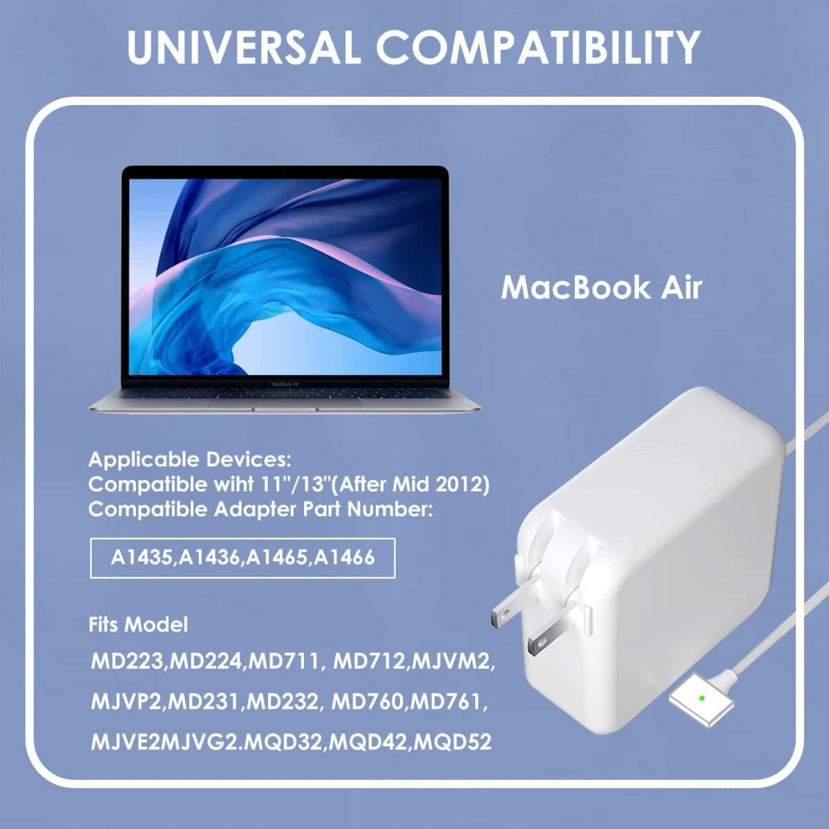 Mac Book Air Charger, 45W Magnetic Mag2 T-Tip Laptop Charger Suitable for Mac Book Air 11 inch and 13 inch After Mid 2012(Applicable to 2012-2017) thumbnail 5