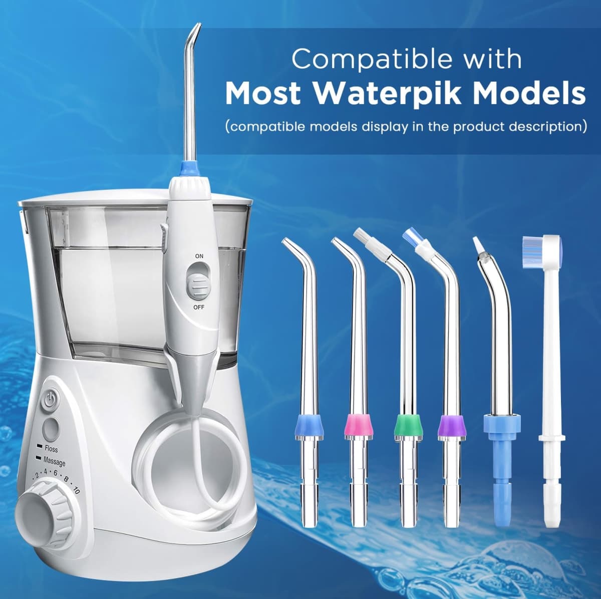 Oralphi Replacement Tips for Waterpik, Water Flosser Replacement Heads Parts for Waterpik Oral Irrigator (6 Tips Different & Storage Case Bundle) thumbnail 2