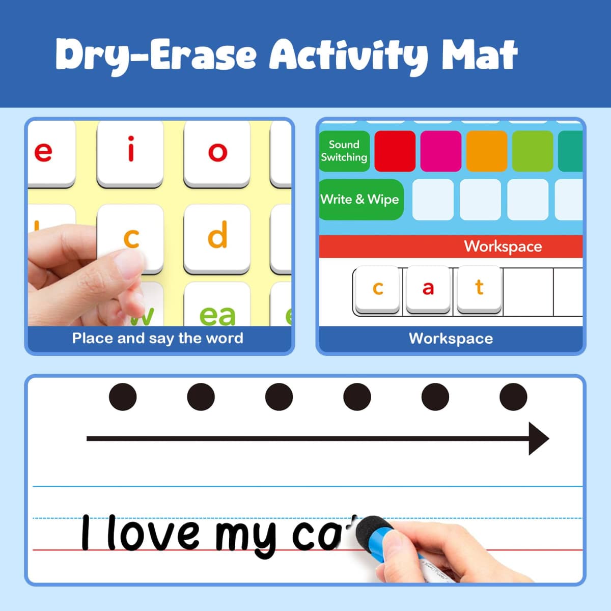Phonics Magnetic Letter Tiles,All-in-one Magnetic Phonics Kit,Reading &Spelling Games with Dry-Erase Boards&Storage Case,Phonics Games for Preschool Pre k& Kindergarten Classroom Learning thumbnail 3