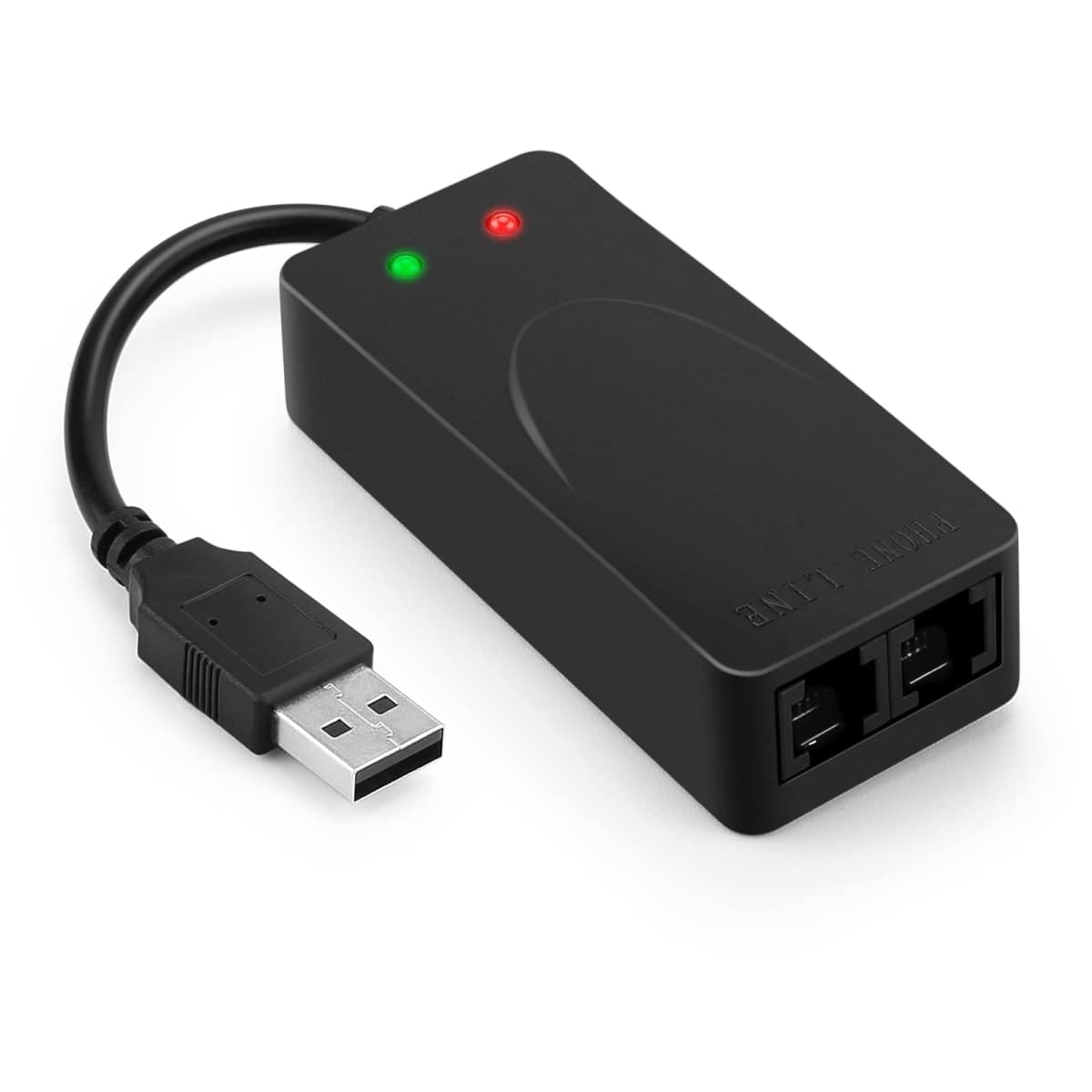 USB 56K Voice Fax Data External V.90 V.92 Modem With Dual Ports, Compatible With Windows 98SE/2000/ME/XP/Vista/Win 7 and Support Auto-Dial, Tone and Pulse Dialing, Auto Answer, Auto Retrain (Black Color) thumbnail 2