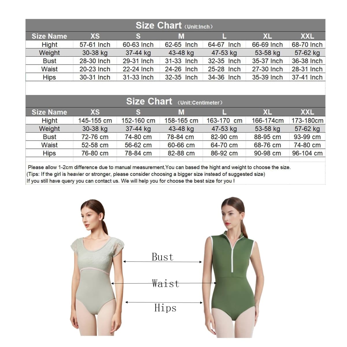 ModLatBal Womens Ballet Dance Leotards Zipper Yoga Gymnastics Bodysuit, Green/White Line, Large thumbnail 4