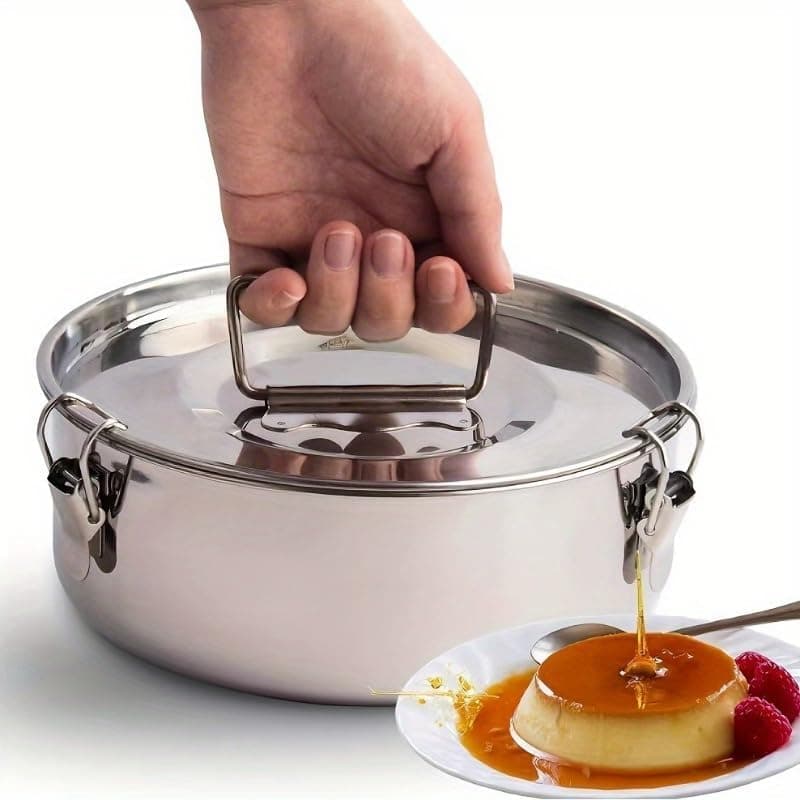 Stainless Steel Flan Mold, 63 Oz Flanera Baking Pan for Instant Pot 3 6 8 QT Flan Mold with Lid Silver Flanera Mold for Baking Oven Safe — image 1