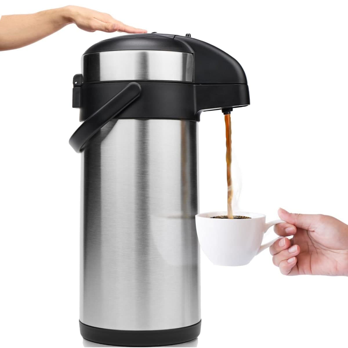 VONDIOR Airpot Coffee Dispenser with Pump - 176 oz Insulated Stainless Steel Coffee Carafe - Thermal Beverage Dispenser - Coffee Urn for Hot/Cold Water, Party Chocolate Drinks — image 1