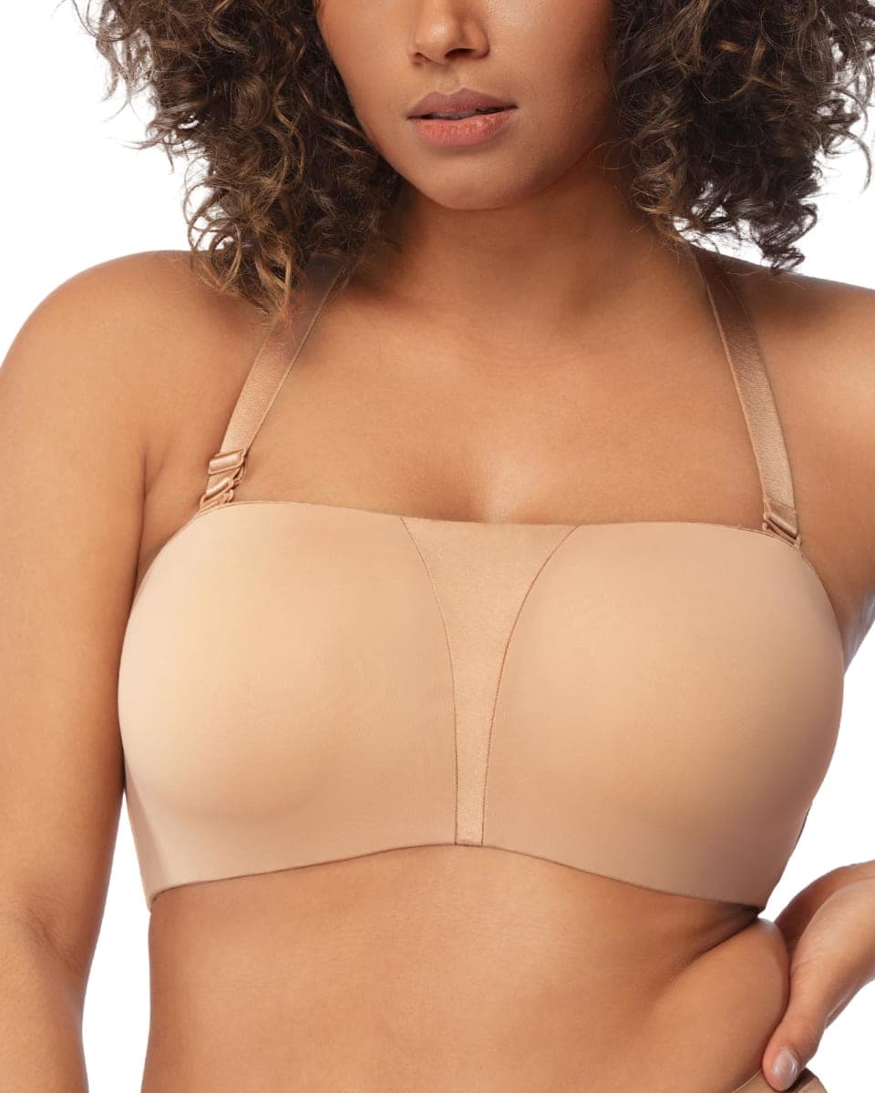HSIA Strapless Bra for Big Bust Women, Anti-Slip Full Coverage Bandeau Plus Size Fiery Bra Underwire Support for Large Breast, Natural Nude, 42DD thumbnail 4