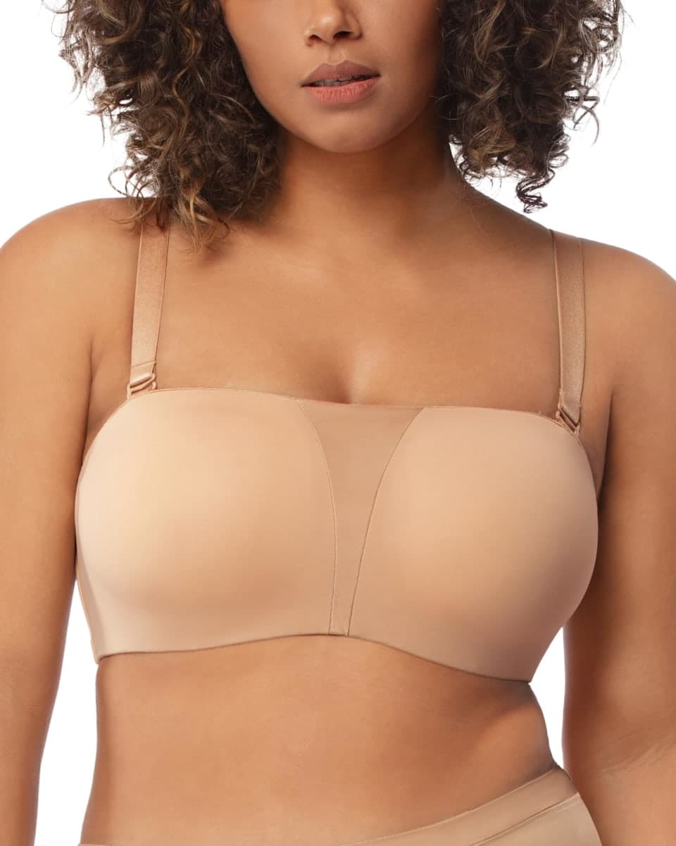 HSIA Strapless Bra for Big Bust Women, Anti-Slip Full Coverage Bandeau Plus Size Fiery Bra Underwire Support for Large Breast, Natural Nude, 42DD thumbnail 5
