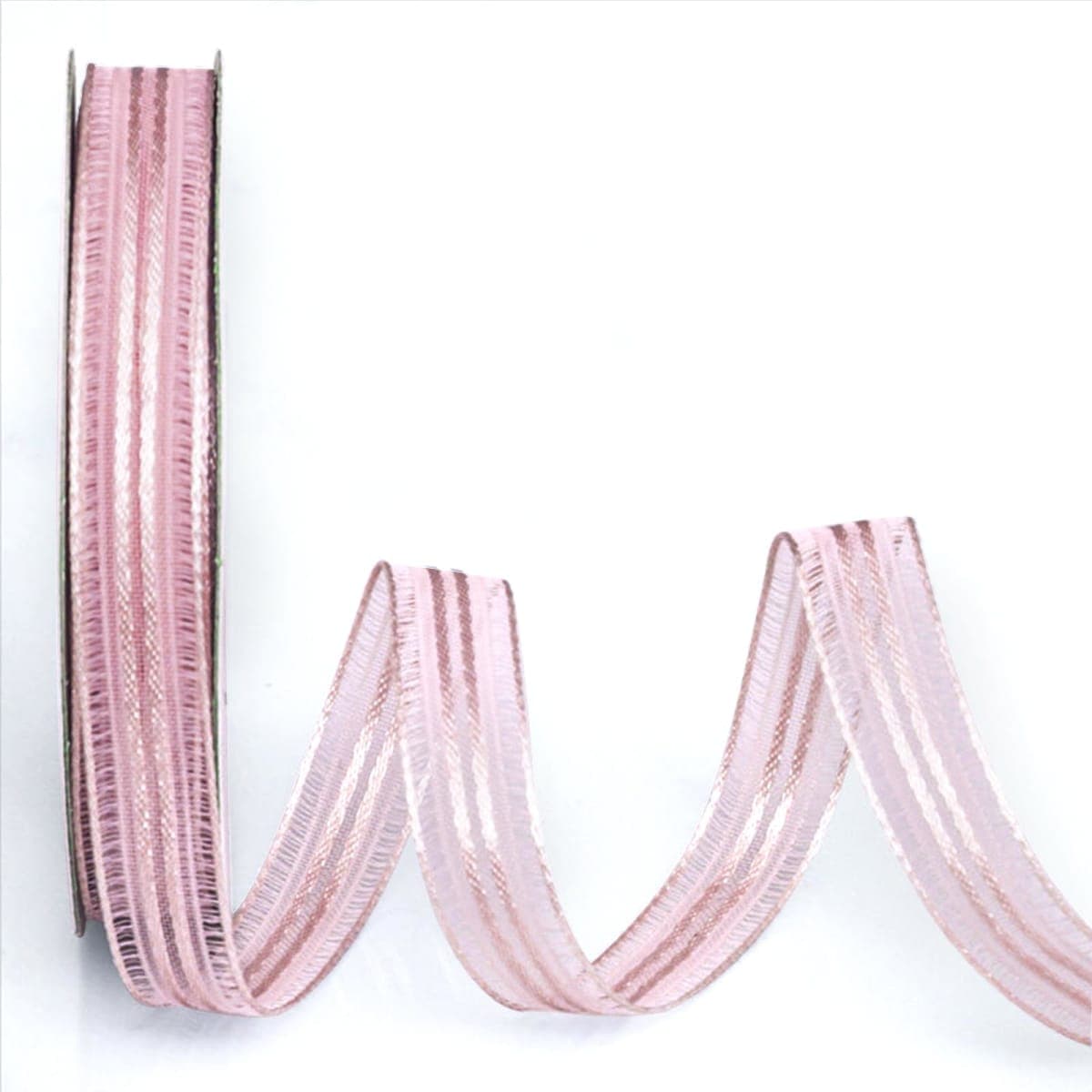 anshome Pink Satin Organza Stripe Ribbon, 3/8" x 20 Yards Sliver Edge Pink Satin Ribbons Solid Color Soft Fabric Ribbon for Gift Wrapping Wedding Bows Ornaments Festival Decor — image 1