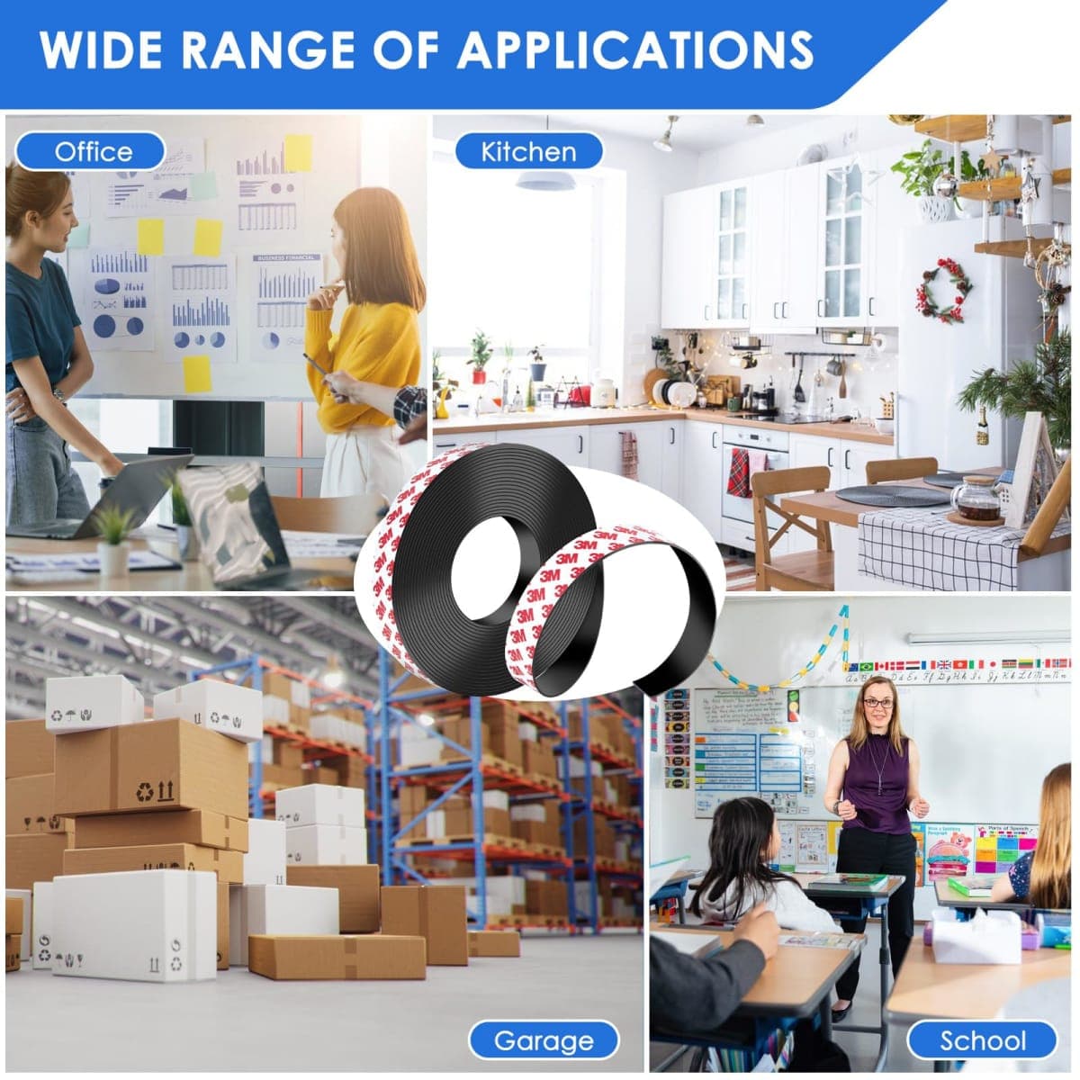 DTLHCNCT Magnetic Tape - 1" x 32ft Magnet Strip Tape Roll with Strong Adhesive Backing for Kitchen, Office, School Organization, Easy to Use and Multipurpose.(0.06" Thick) thumbnail 3