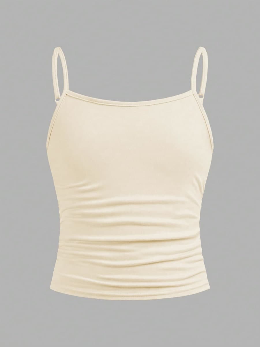 SOLY HUX Girl's Tank Tops 3 Packs Cute Ruched Spaghetti Strap Camisole Slim Fit Undershirts, Apricot Yellow Pink, 12 Years thumbnail 4