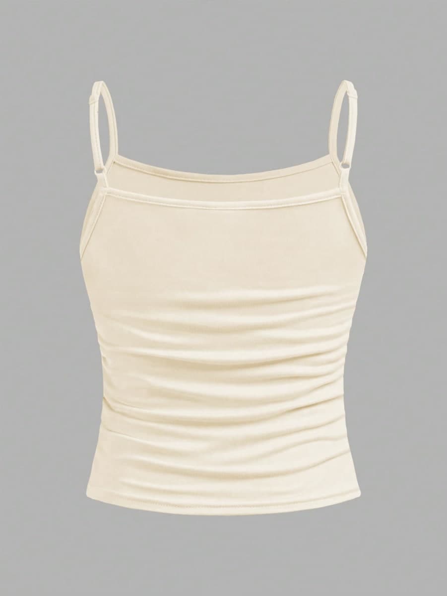 SOLY HUX Girl's Tank Tops 3 Packs Cute Ruched Spaghetti Strap Camisole Slim Fit Undershirts, Apricot Yellow Pink, 12 Years thumbnail 5