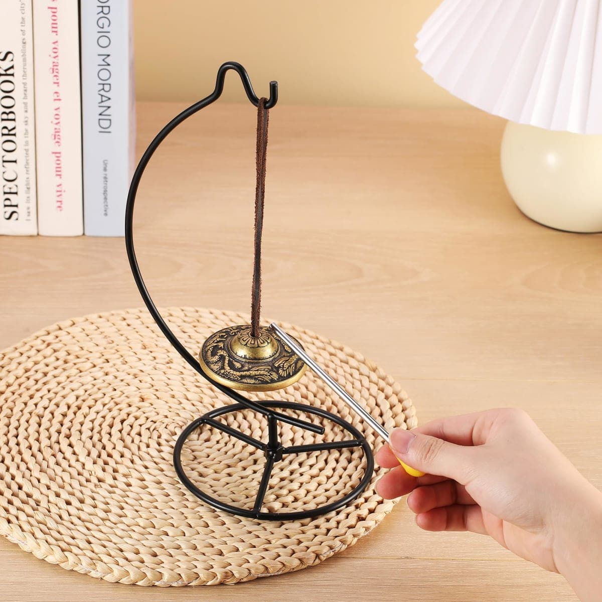 Homelavie Tingsha Chime Bells 2.5" Table Healing Bell with Striker,Tibetan Finger Cymbals for Spiritual Healing Mindfulness Meditation Yoga Buddhist, Relaxation(2 Dragons Embossed) thumbnail 2