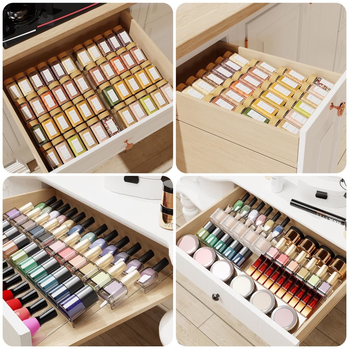 Spice Drawer Organizer, 4 Tier Clear Acrylic Expandable From 13" to 26" Seasoning Jars Drawer Insert, Kitchen Drawer Spice Rack Tray for Cabinet/Countertop thumbnail 2