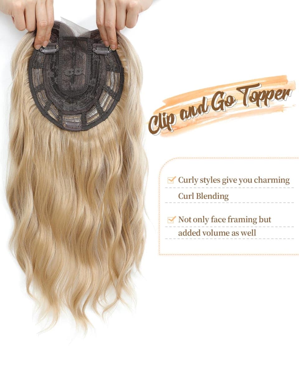 PANEWAY 16Inch Hair Toppers for Women with Thinning Hair - 6.5''x6.5'' Ladies Wiglets Toppers - Ombre Dark Root to Blonde thumbnail 2