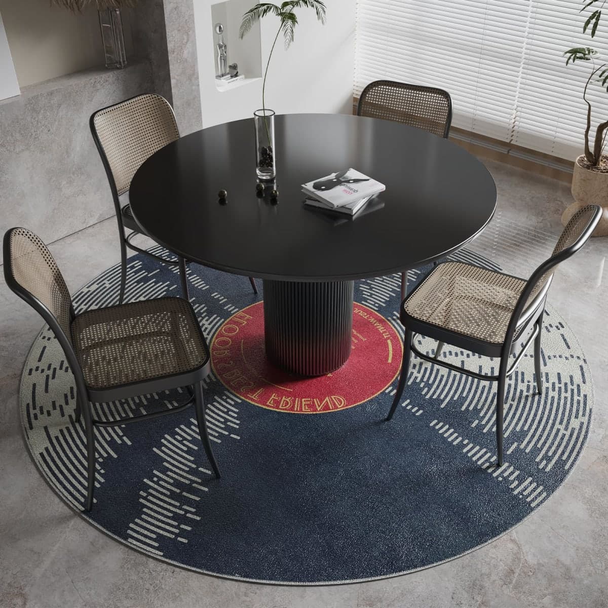 Vinyl Record 6ft Round Rug, Non-Slip Round Washable Rug for Living Room, Bedroom, Dining Room Table,Large Circle Rugs,Ultra Soft Carpet Circle for Home Decor Aesthetic,Low-Pile&Vintage Circular Rugs thumbnail 2