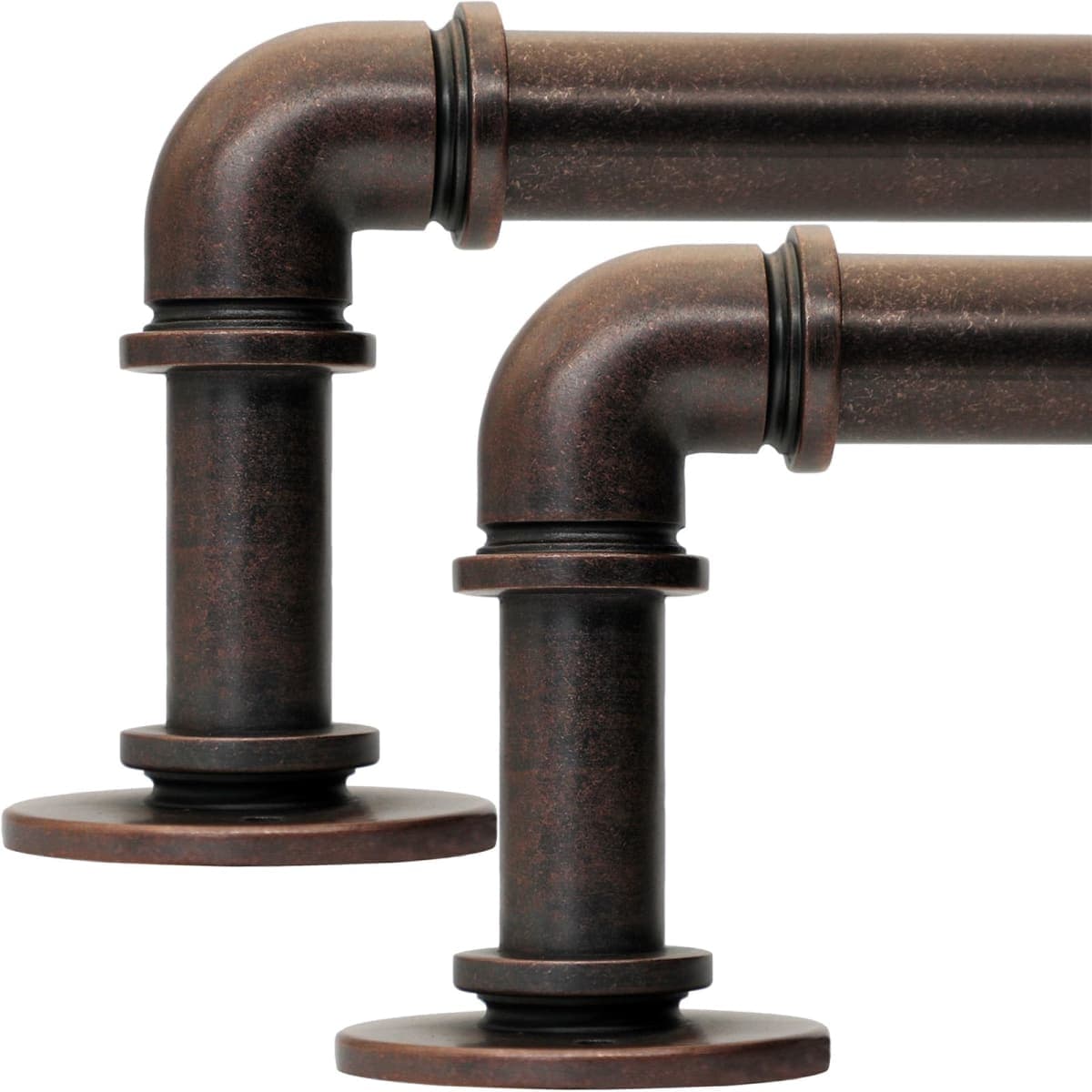 WORLD RODS 2PCS Industrial Curtain Rods for Windows 18 to 88 Inches Adjustable Length, 1 Inch Diameter, with Aluminium Finials (Antique Red Bronze, 18” to 88”2PCS) — image 1