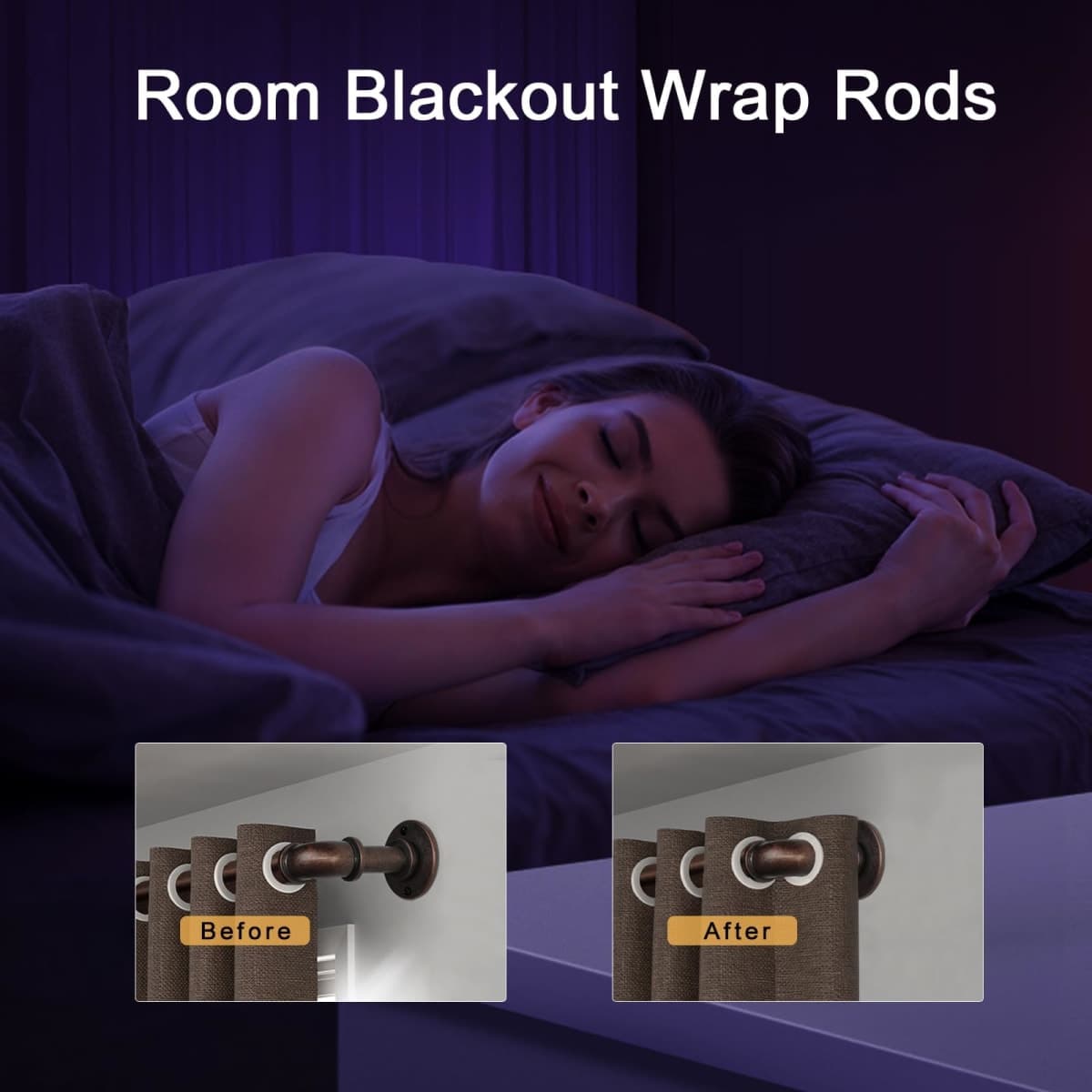 WORLD RODS 2PCS Industrial Curtain Rods for Windows 18 to 88 Inches Adjustable Length, 1 Inch Diameter, with Aluminium Finials (Antique Red Bronze, 18” to 88”2PCS) thumbnail 5