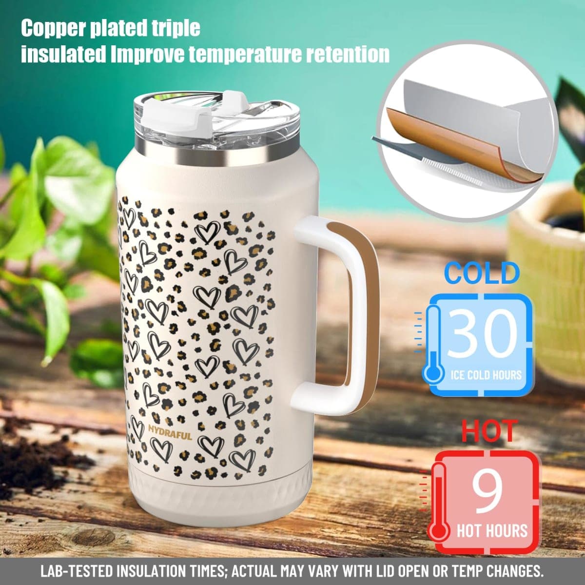 Hydraful 64 oz Tumbler with Handle and Straw - 100% Leak-Proof - Insulated Cup Reusable Stainless Steel Large Water Bottle Travel Mug for Gym, Hiking, and Camping - Gifts for Women Men Him Her thumbnail 2