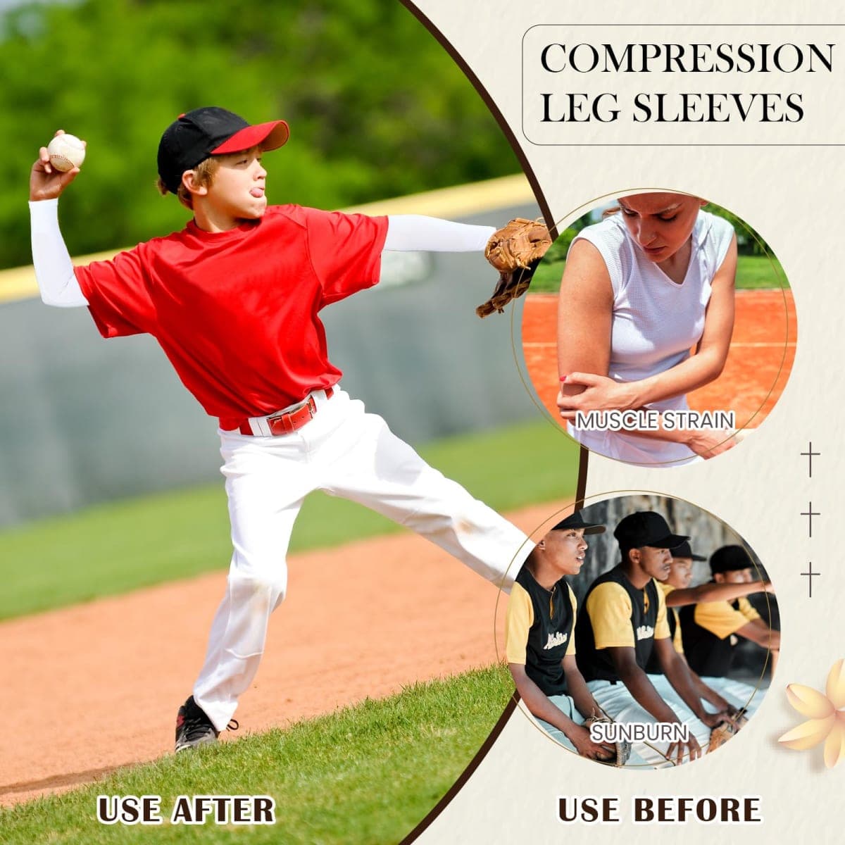 Bunnycool 2 Pairs Cross Arm Sleeve Christian Compression Arm Sleeve Youth Football Baseball Volleyball, White,black, 3-8years thumbnail 4