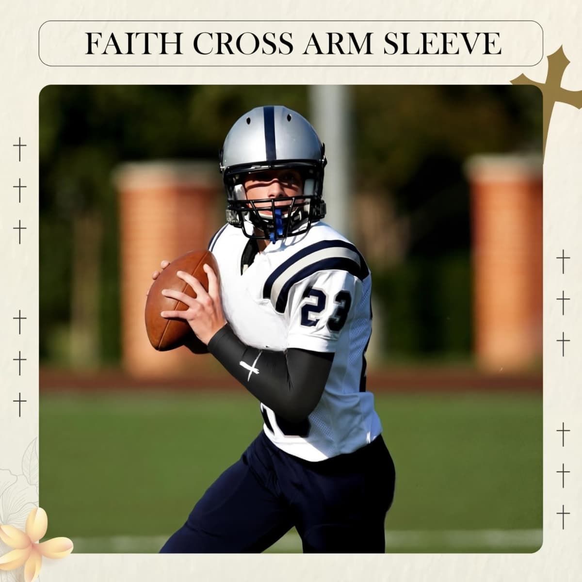 Bunnycool 2 Pairs Cross Arm Sleeve Christian Compression Arm Sleeve Youth Football Baseball Volleyball, White,black, 3-8years thumbnail 5