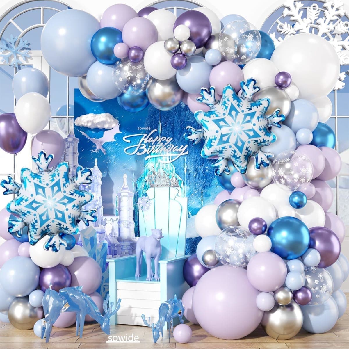 Frozen Birthday Party Supplies,Frozen Balloon Garland Arch Kit Blue Purple Snowflake Confetti Foil Balloons Princess Winter Wonderland Girl Baby for Frozen Theme Party Decorations — image 1