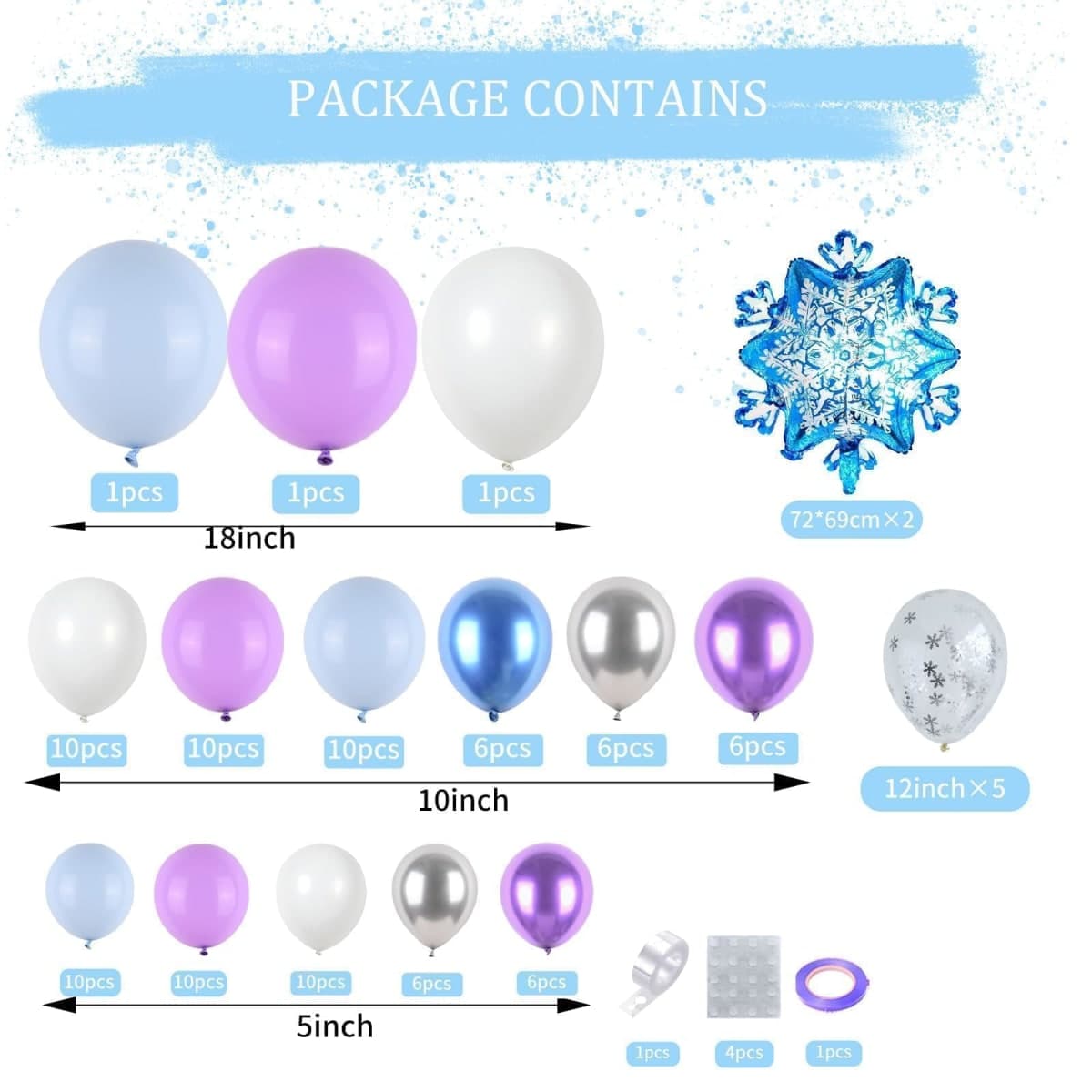 Frozen Birthday Party Supplies,Frozen Balloon Garland Arch Kit Blue Purple Snowflake Confetti Foil Balloons Princess Winter Wonderland Girl Baby for Frozen Theme Party Decorations thumbnail 2