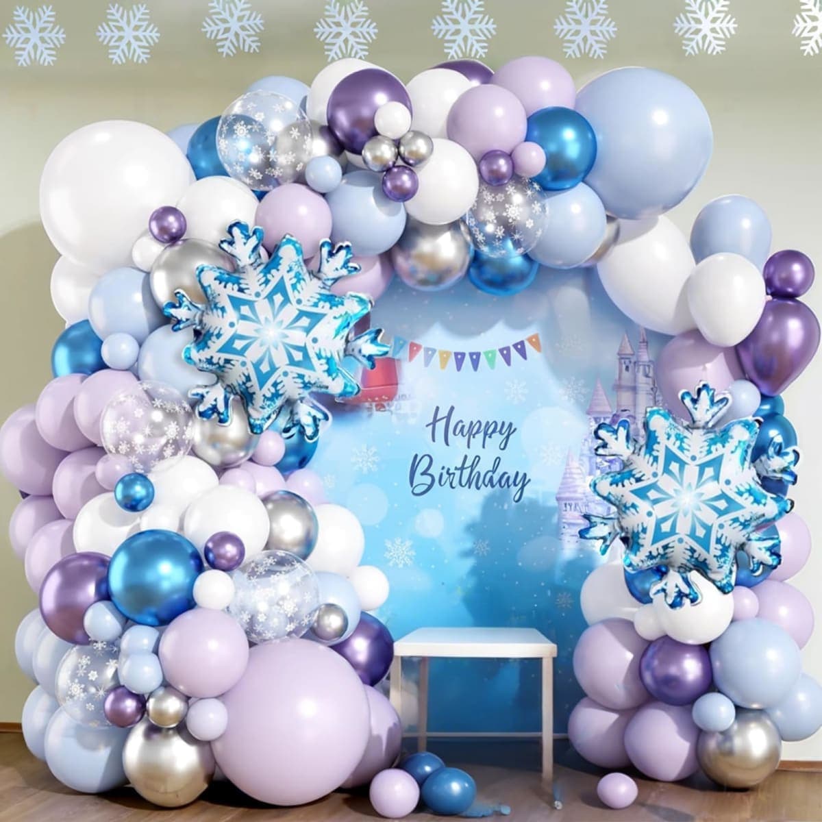 Frozen Birthday Party Supplies,Frozen Balloon Garland Arch Kit Blue Purple Snowflake Confetti Foil Balloons Princess Winter Wonderland Girl Baby for Frozen Theme Party Decorations thumbnail 5