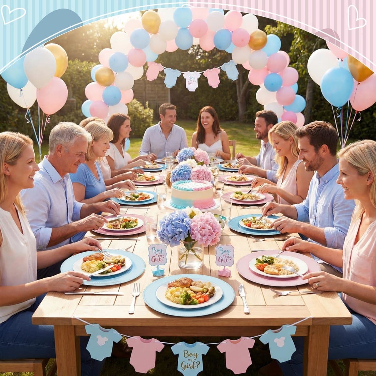 LemonRoad 6 Pcs Pink and Blue Charger Plates with Beaded Rim 13 Inch Pink and Blue Plastic Dinnerware Plates for Baby Shower Gender Reveal Birthday Party Supplies thumbnail 5