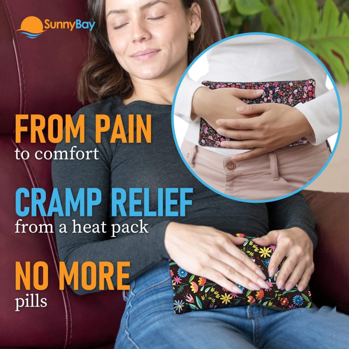 SunnyBay Small Microwave Heating Pad, Microwavable Versatile Cold/Heated Neck and Shoulder Wrap for Back Pain and More, Moist Heat Cotton-Fleece Pad, 6x11 Inches, Lilac and Green Flowers, Pack of 2 thumbnail 5