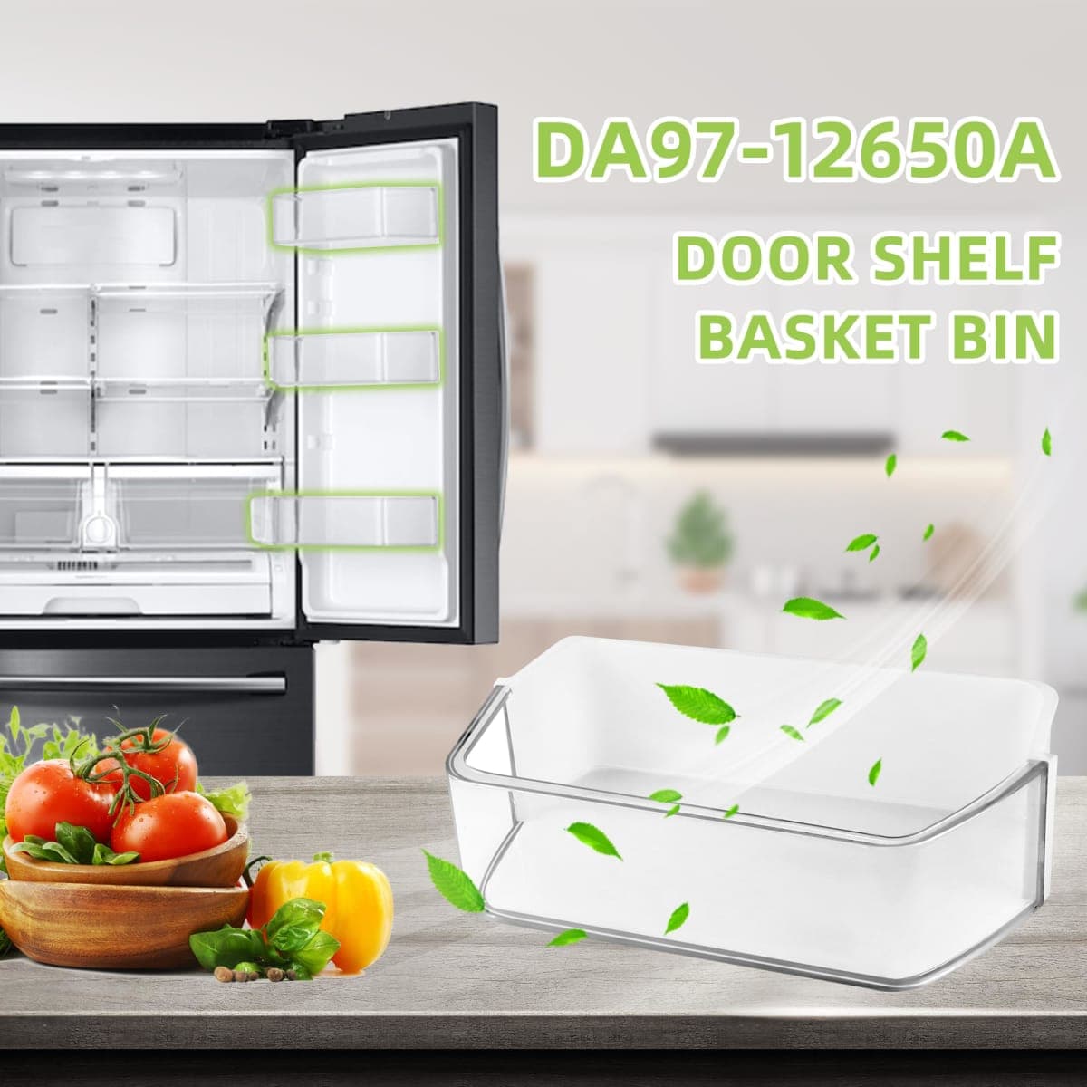 Upgraded DA97-12650A Refrigerator Door Shelf Bin (Right) for Samsung Refrigerator Parts RF260, RF261, RF263 Replaces DA63-06963 DA63-07104A - BY AMI PARTS thumbnail 3