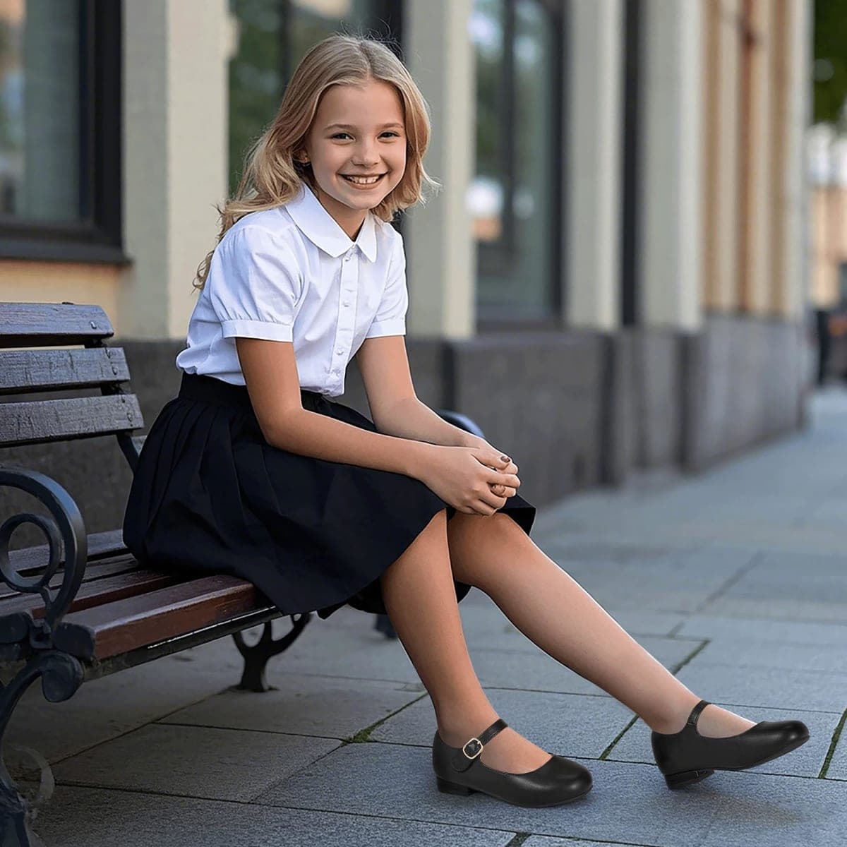 Hehainom Girls Dress Shoes School Uniform Mary Jane Shoes, Blackpu, 12 Little Kid thumbnail 2