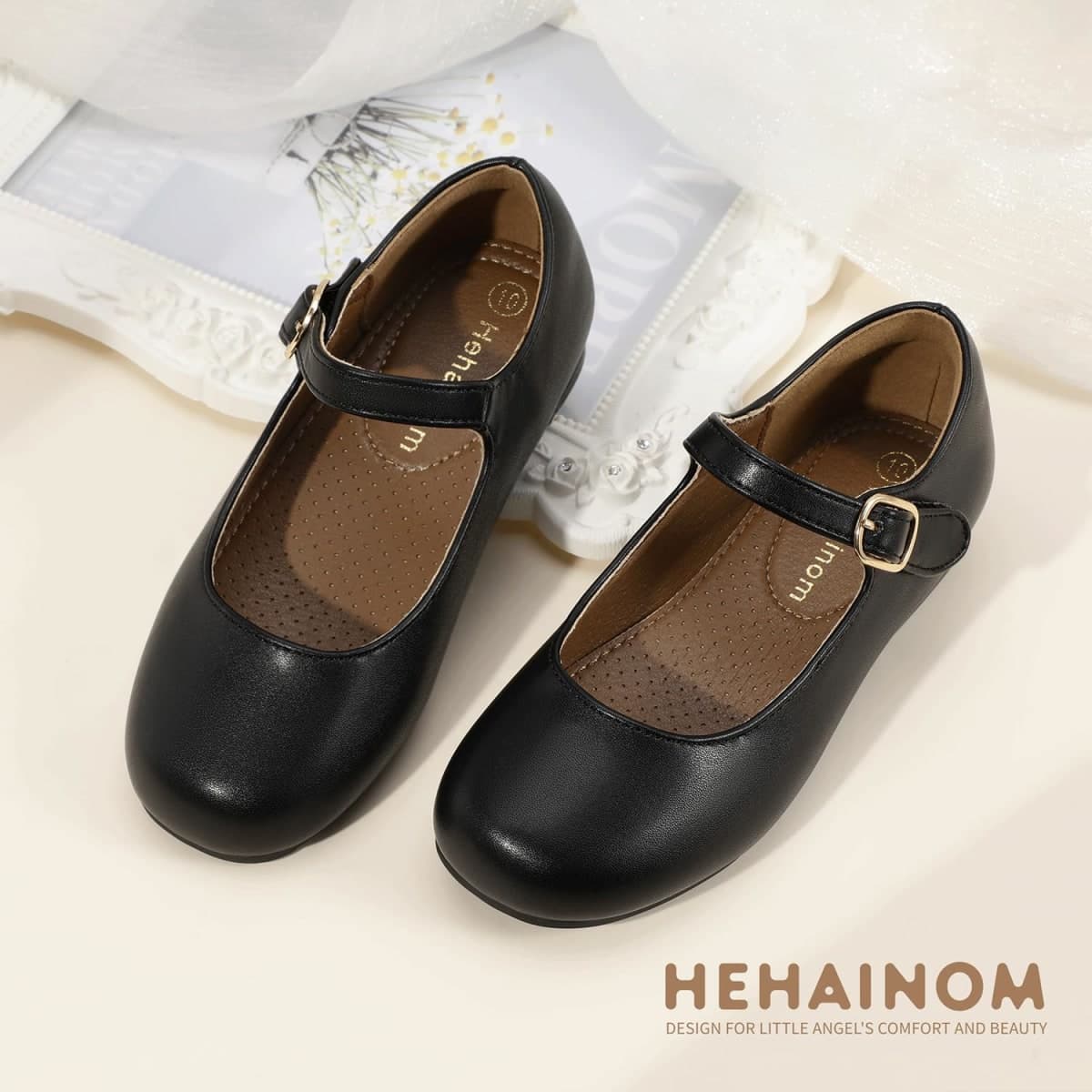 Hehainom Girls Dress Shoes School Uniform Mary Jane Shoes, Blackpu, 12 Little Kid thumbnail 3