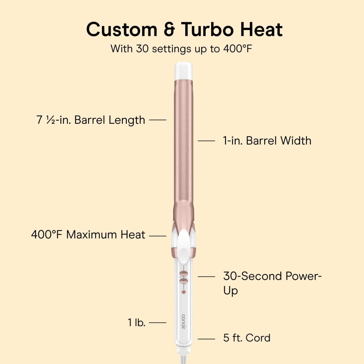 Conair Double Ceramic Long Barrel 1-Inch Curling Iron, 1.0" Barrel Produces Classic Curls – for use on Medium and Long Hair, Hair Curler thumbnail 4