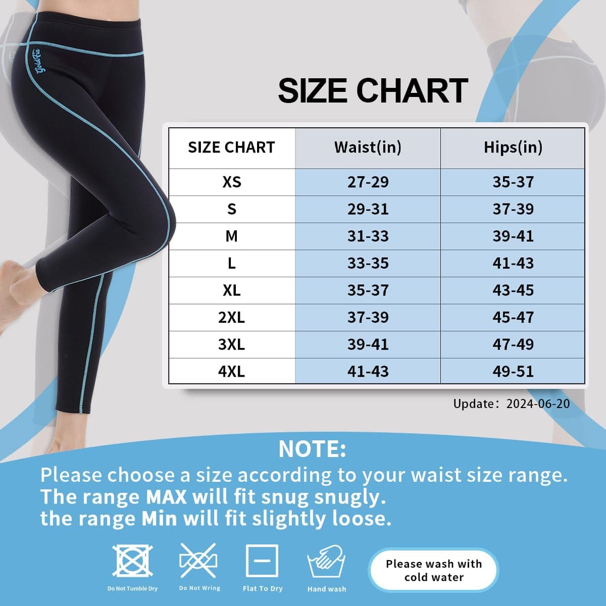 GoldFin Womens Wetsuit Pants, 2mm Neoprene Pants Keep Warm for Diving Swimming Surfing Kayaking Boating (Blue, 3XL) thumbnail 2