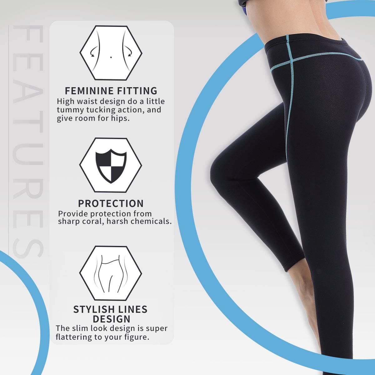 GoldFin Womens Wetsuit Pants, 2mm Neoprene Pants Keep Warm for Diving Swimming Surfing Kayaking Boating (Blue, 3XL) thumbnail 4
