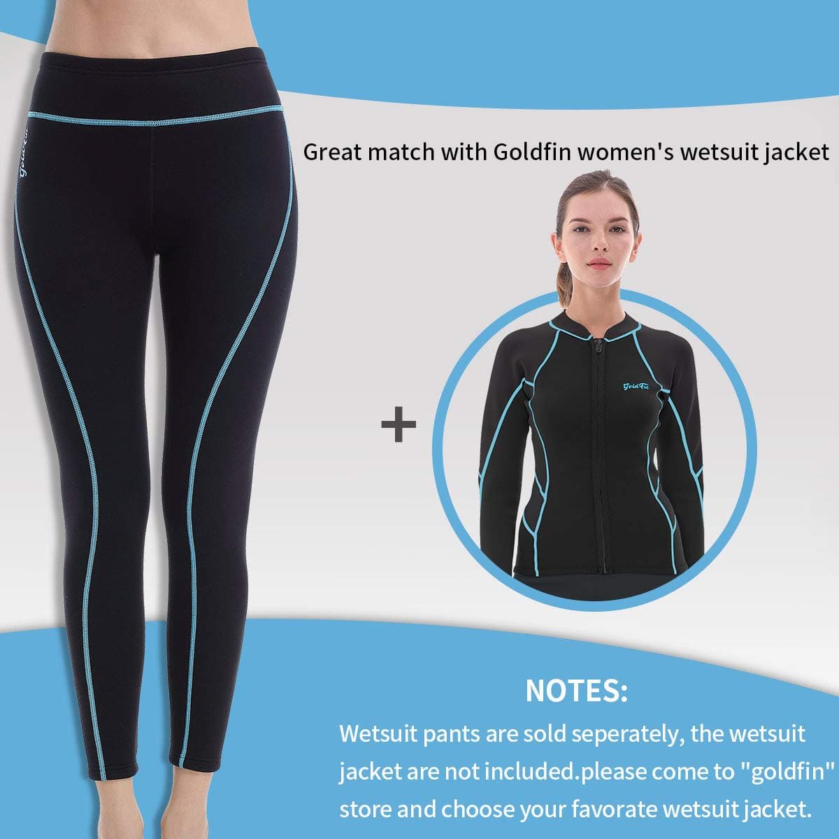 GoldFin Womens Wetsuit Pants, 2mm Neoprene Pants Keep Warm for Diving Swimming Surfing Kayaking Boating (Blue, 3XL) thumbnail 5