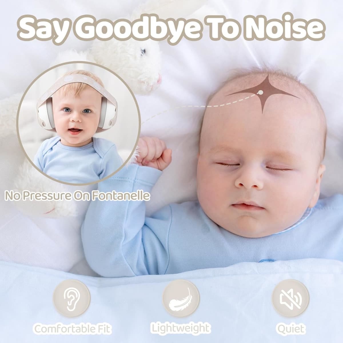 Baby Earmuffs 25dB NRR – Noise Cancelling Headphones for Babies 0-36 Months | Fontanel-Safe Adjustable Headband | Infant Ear Protection for Airplane,Fireworks,Concerts | Foldable with Storage Bag thumbnail 3