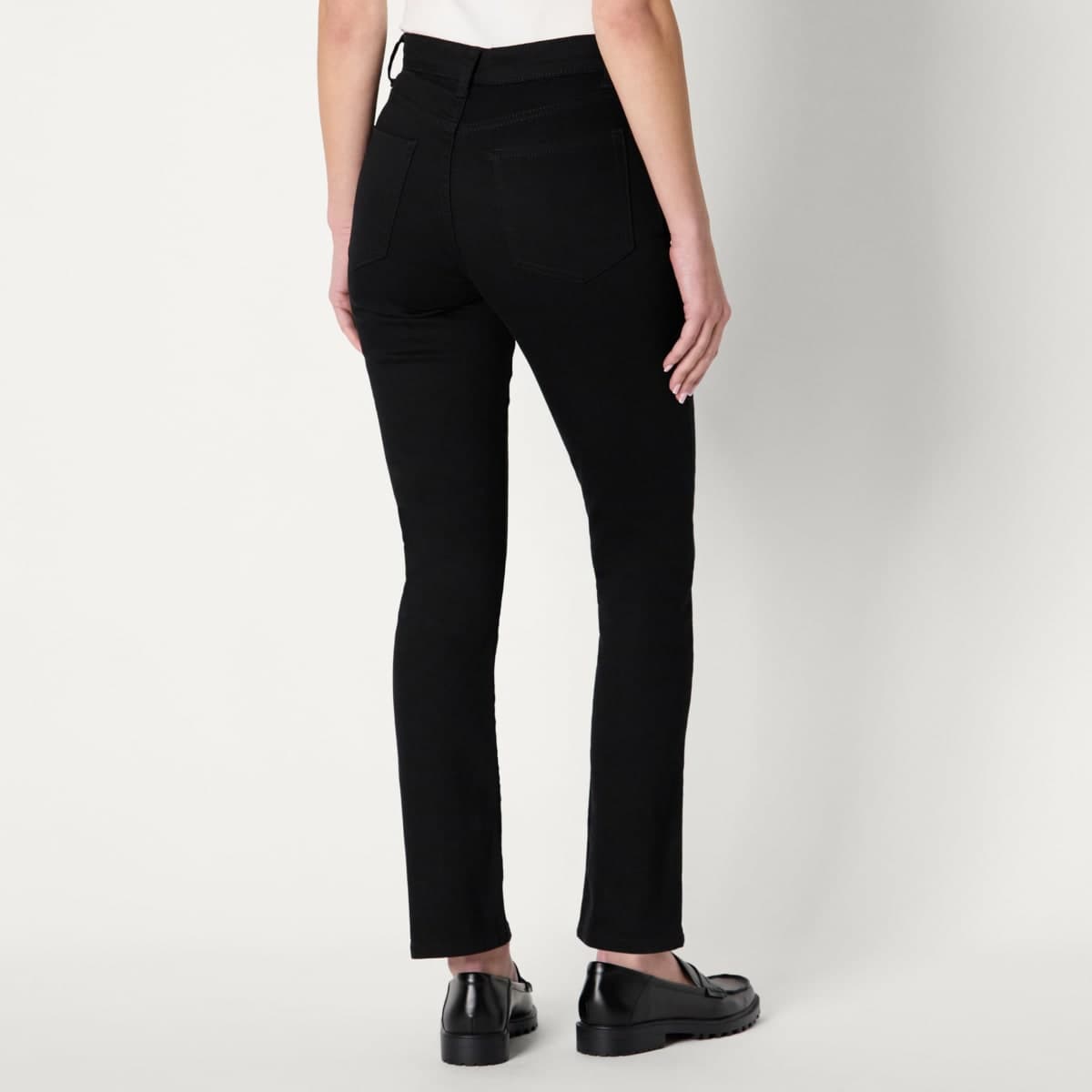Amazon Essentials Women's Medium Stretch Slim-Fit Mid-Rise Straight Leg Jean, Black, 4 thumbnail 2