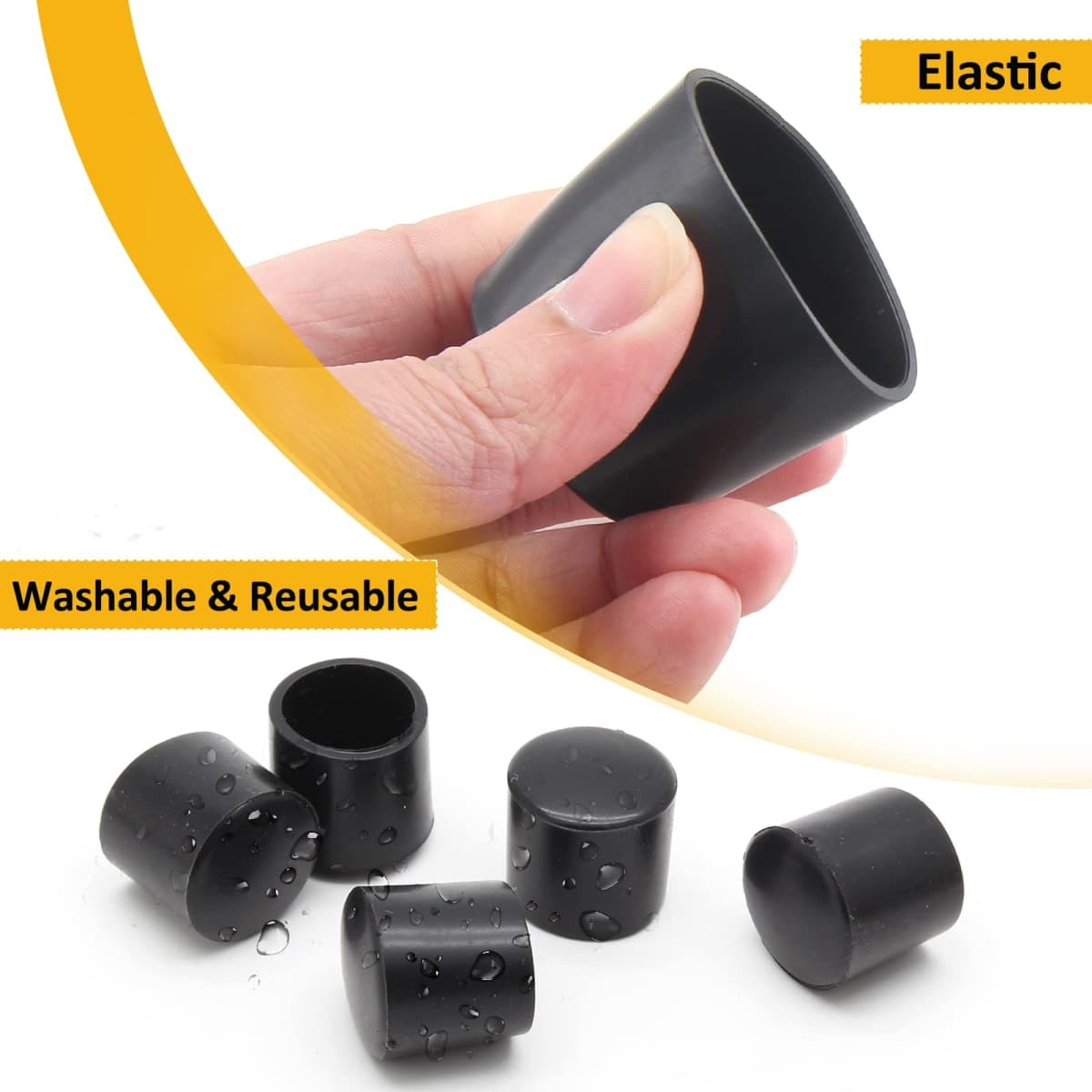 Auvotuis 32Pcs Less 0.47 Inch (12mm) PVC Chair Leg Tips, Round Non-Slip Folding Chair Leg End Caps Black Small Furniture Table Feet Caps Floor Protector Cups for Hardwood Floors thumbnail 4