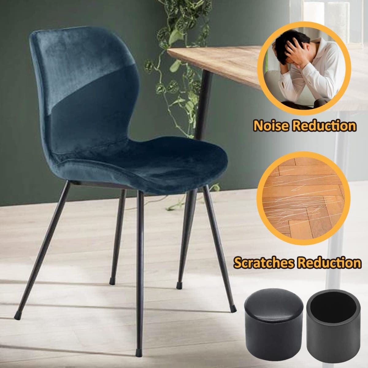 Auvotuis 32Pcs Less 0.47 Inch (12mm) PVC Chair Leg Tips, Round Non-Slip Folding Chair Leg End Caps Black Small Furniture Table Feet Caps Floor Protector Cups for Hardwood Floors thumbnail 5