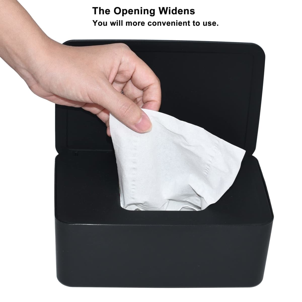 Diaper Wipes Dispenser, Tissue Storage Box Case, Wet Wipe Dispenser Holder with Lid for Home, Office, Cars (Black) thumbnail 4