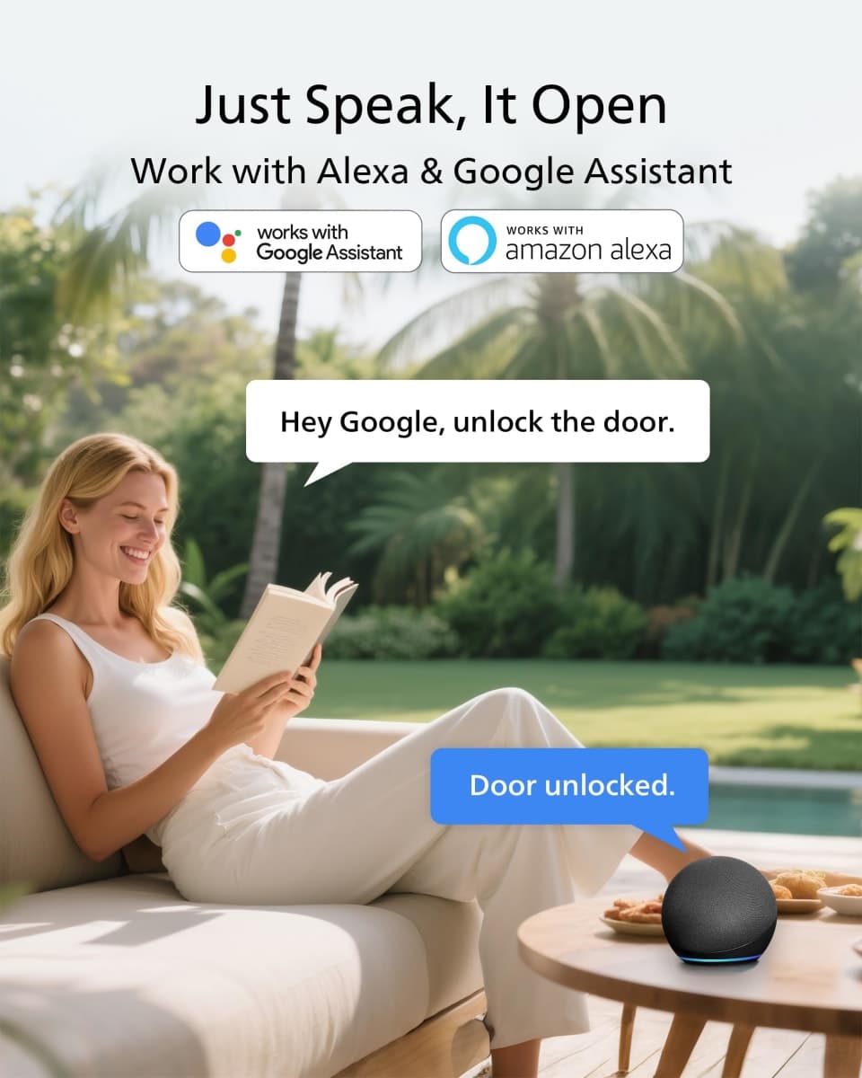 Philips WiFi Keypad Door Lock with Handle, Built-in WiFi, APP Remote Control, Voice & Fingerprint Unlock, Smart Locks for Front Door with Auto Lock, Digital Front Door Lock Set, Keyless Entry Deadbolt thumbnail 3