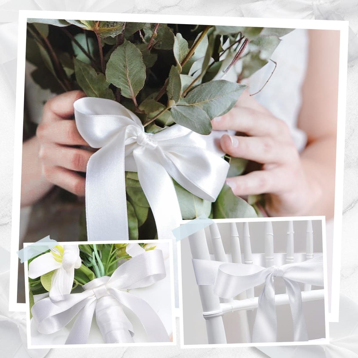 Double Faced White Ribbon 1 inch 30 Yards White Satin Ribbon Stocking Stuffers for Gift Wrapping Crafts Flower Bouquet Wedding Party Christmas Decorations thumbnail 4