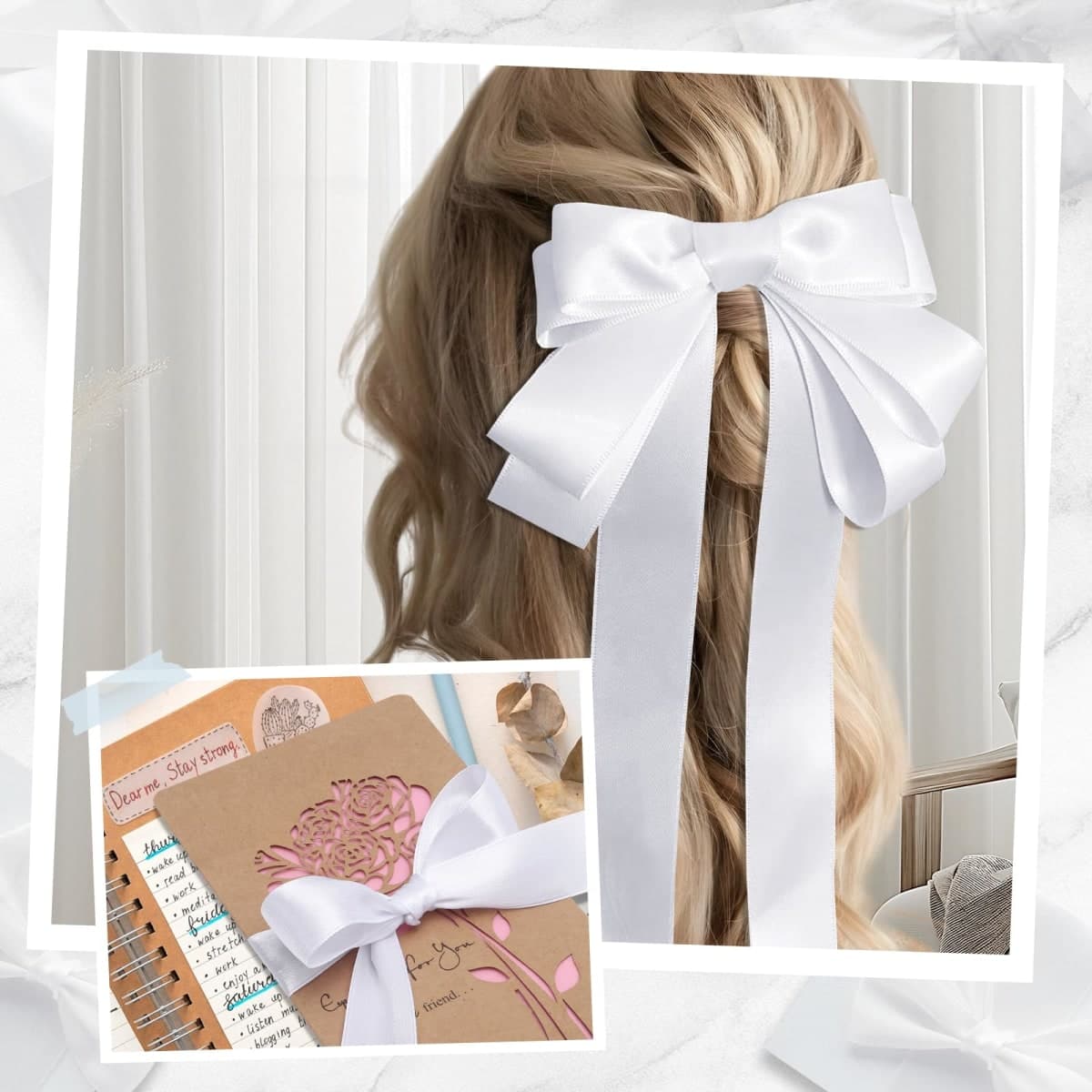Double Faced White Ribbon 1 inch 30 Yards White Satin Ribbon Stocking Stuffers for Gift Wrapping Crafts Flower Bouquet Wedding Party Christmas Decorations thumbnail 5