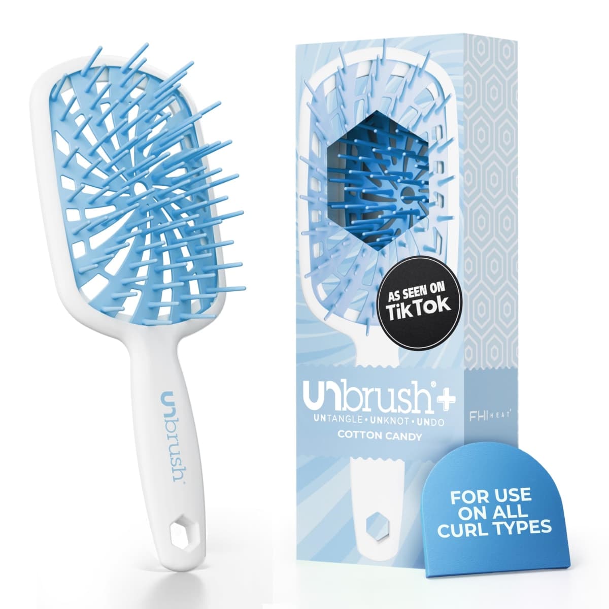 FHI Heat UNbrush Plus — Curly Hair Brush for Gentle & Effective Detangling on Wet or Dry Fragile Hair Types — Detangler Brush w/ 84 UltraFlex Bristles, Ultra-light, Vented, Anti Static Hairbrush — image 1