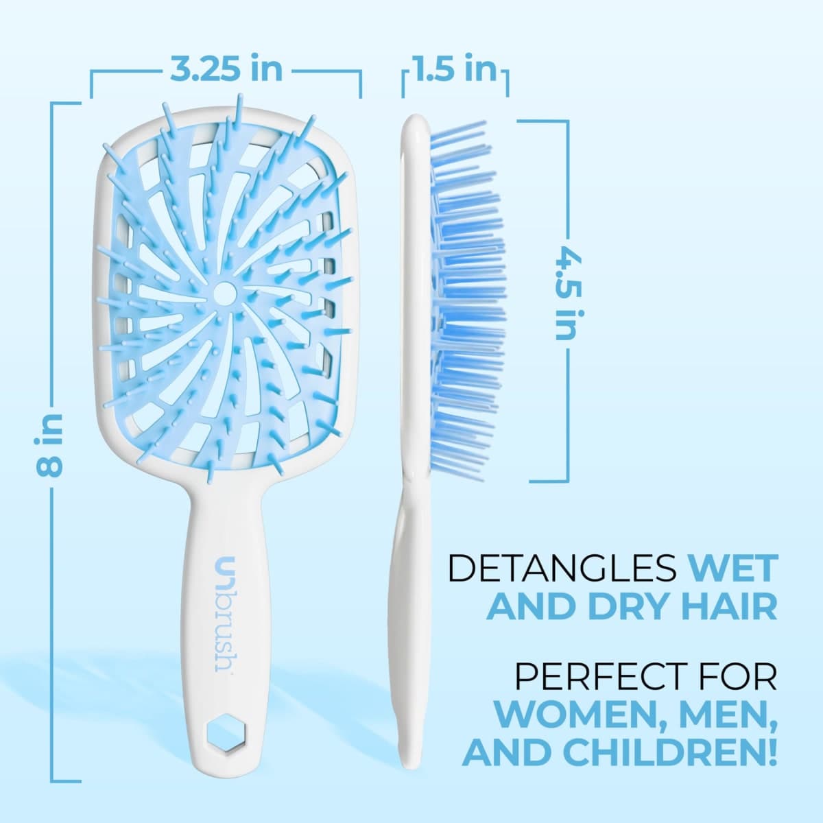 FHI Heat UNbrush Plus — Curly Hair Brush for Gentle & Effective Detangling on Wet or Dry Fragile Hair Types — Detangler Brush w/ 84 UltraFlex Bristles, Ultra-light, Vented, Anti Static Hairbrush thumbnail 5