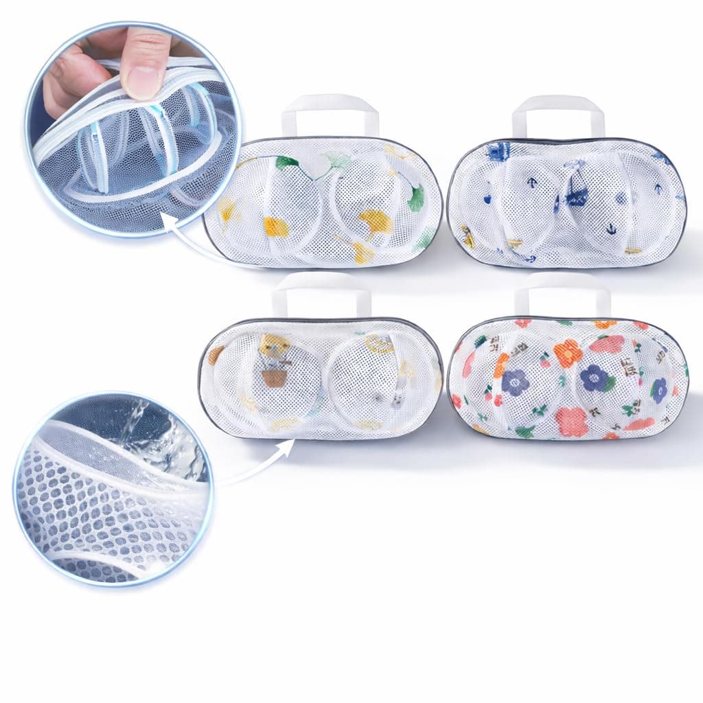 4Pcs Laundry Bags for Delicates with Premium Zipper Bra Washing Bag for Laundry，Lingerie Bags for Washing Delicates underwear,integrated washing and care thumbnail 3