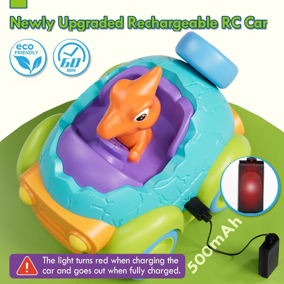 Lehoo Castle Remote Control Cars for Kids, Toddler Toys 2 Year Old, Rechargeable Dinosaur Toys for Toddlers with Lights & Music, 2 Year Old Boy Toys, Gift for 2 3 4 Year Old Boys thumbnail 2