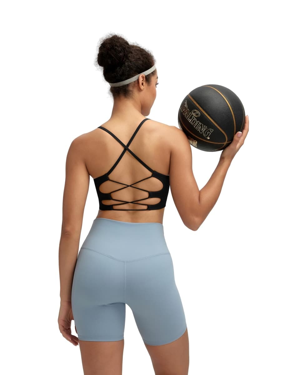 RUNNING GIRL Sports Bras for Women, Sexy Crisscross Back Seamless Padded Longline Sports Bra Pack with Removable Pads, Black, Medium thumbnail 5