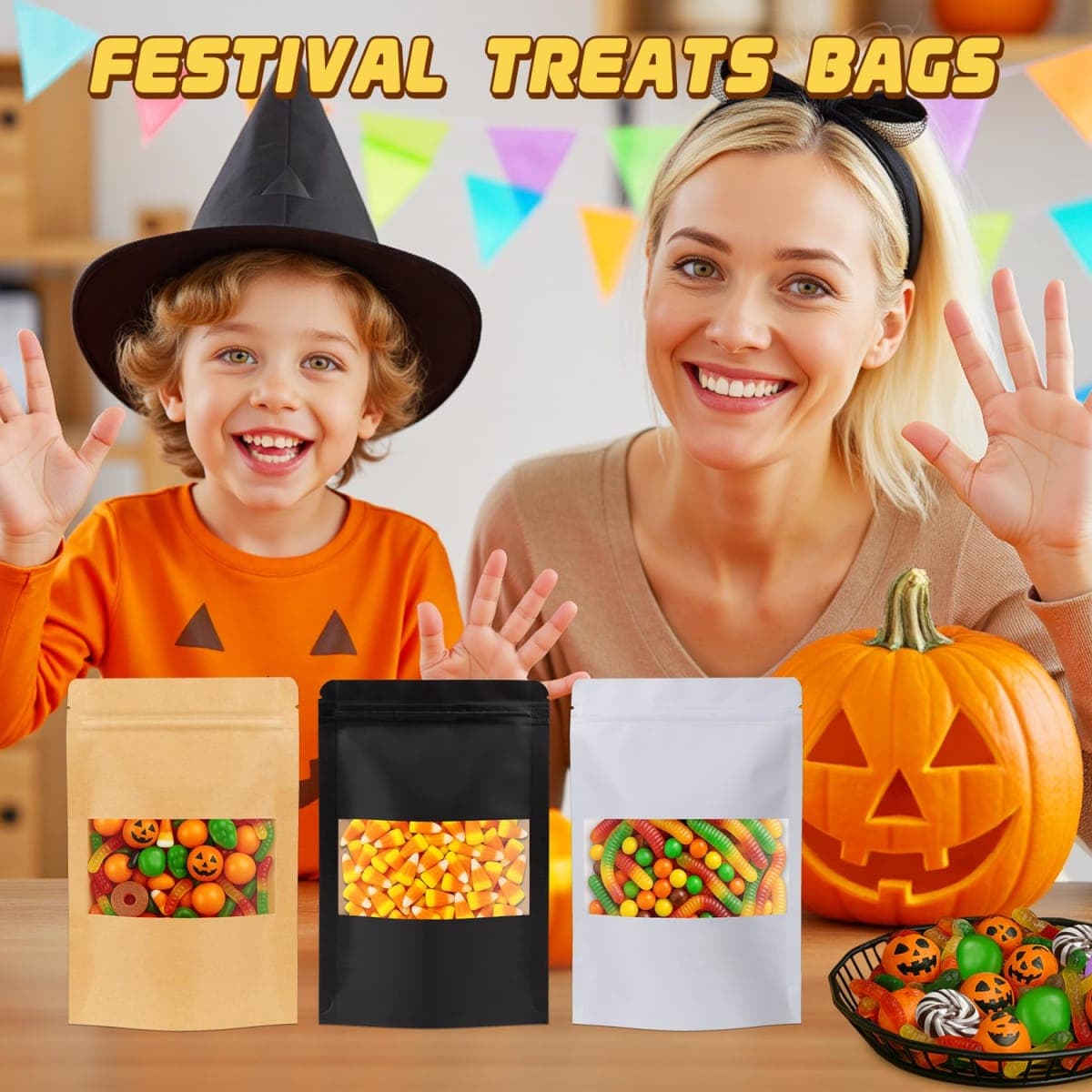 Jetmore 50 Pack Smell Proof Bag, Resealable Bags for Small Business, Stand Up Pouches with Window, Small Sealable packaging Bags for Snack, Coffee, Spice, Candy, Trail Mix, Wax, Mylar Bag 3.5 thumbnail 2
